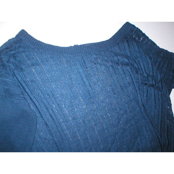 Womens New Womens Open Knit Sweater Dunnes 14 Navy Blue Linen Viscose St Bernard - Picture 2 of 4